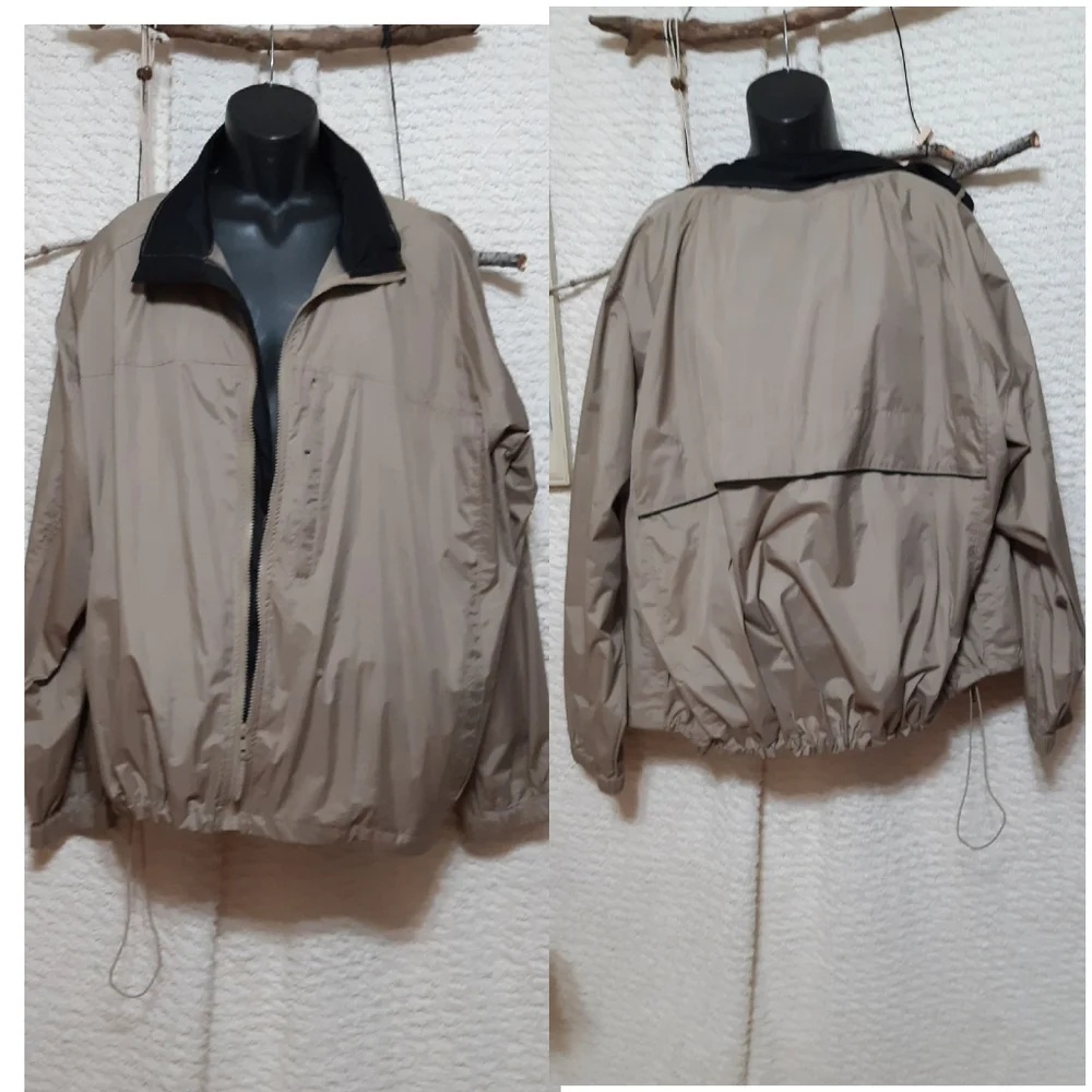 St Johns Bay Mens Jacket XXL B15 Long Sleeve Spring Weather Neutral Tan